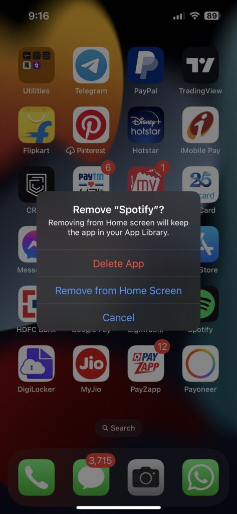 delete spotify from iphone