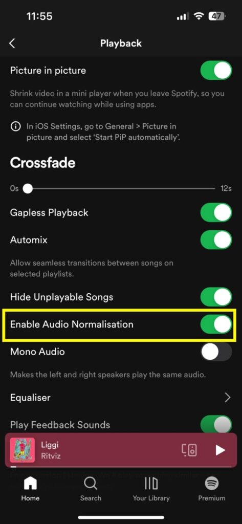 enable audio Normalization