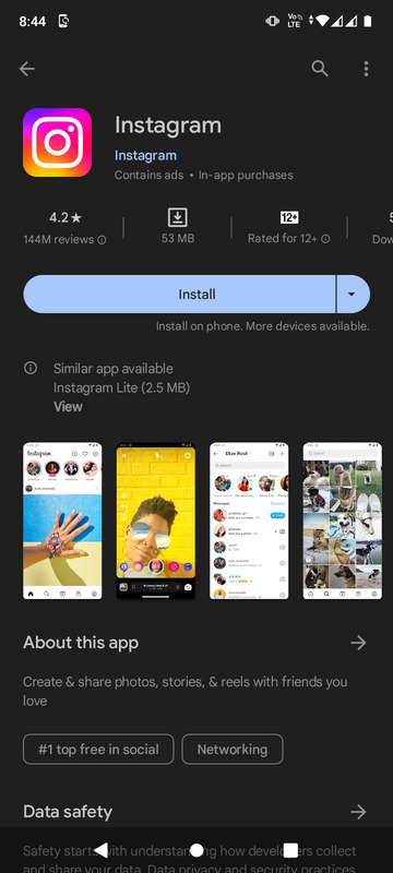 install instagram on android