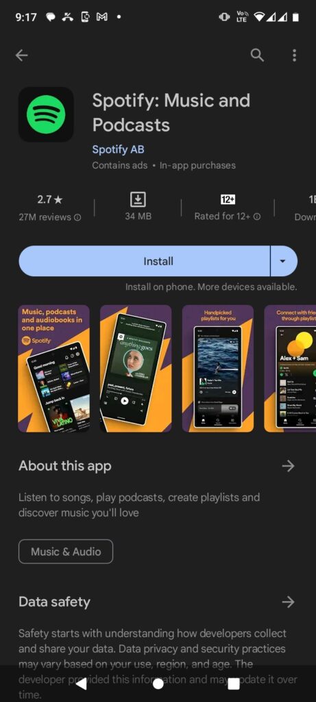 install spotify on android