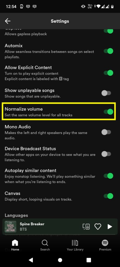 normalize volume spotify android