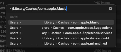 open apple music cache folder on mac