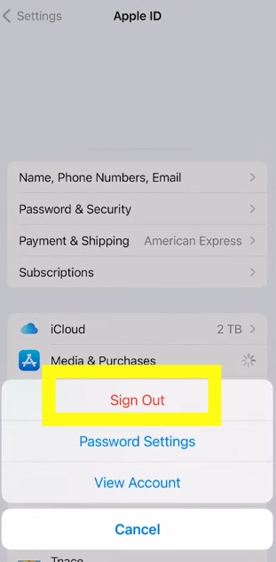 Sign out of Apple ID