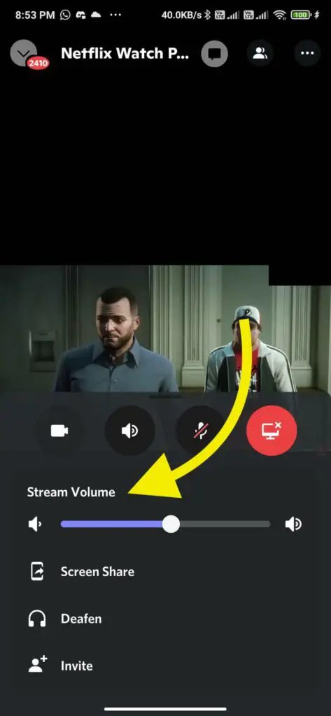 adjust the stream volume on discord mobile app